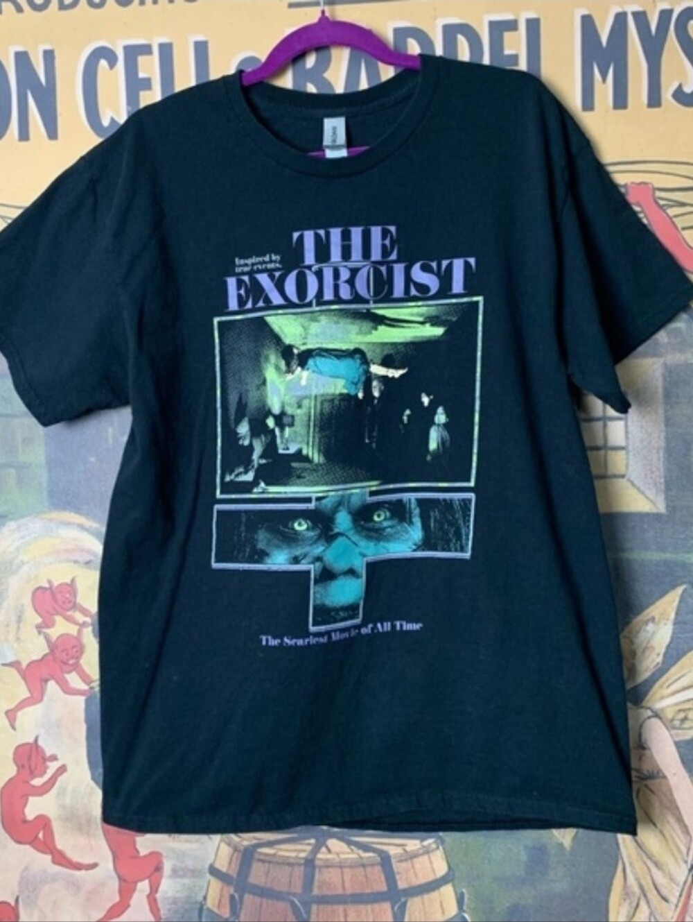 The Exorcist Horror Movie Black Graphic T-Shirt Gildan Size L